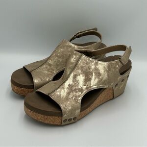 Boutique By Corkys Carley Sandals Wedge Shoes Sz 10 Metallic Adjustable Straps